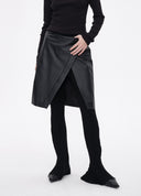 Embossed Leather-Panel Flared Trousers