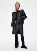 Embossed Leather-Panel Flared Trousers