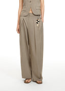 Double-Waistband Wide-Leg Trousers