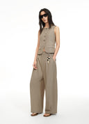 Double-Waistband Wide-Leg Trousers