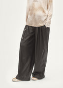 Relaxed Elastic-Waist Leather Pants