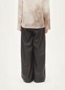 Relaxed Elastic-Waist Leather Pants