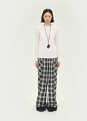 Asymmetric Plaid Pleated Trousers