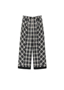 Asymmetric Plaid Pleated Trousers