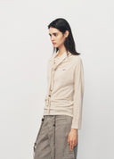 Deconstructed Irregular Neck Batwing Sleeve Top