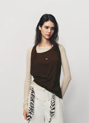 Brown Ruffle Irregular Halter Neck Two Piece Set