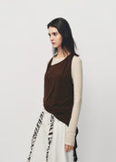 Brown Ruffle Irregular Halter Neck Two Piece Set