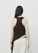 Brown Ruffle Irregular Halter Neck Two Piece Set