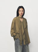 Green Asymmetric Tie Detail Shirt