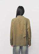 Green Asymmetric Tie Detail Shirt