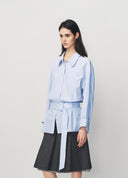 Light Blue Double Collar Drop Shoulder Poplin Shirt