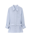 Light Blue Double Collar Drop Shoulder Poplin Shirt