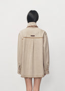 Light Yellow Scarf Detail Denim Shirt