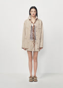 Light Yellow Scarf Detail Denim Shirt