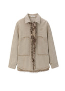 Light Yellow Scarf Detail Denim Shirt