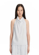 Striped draped halterneck top