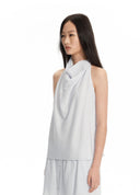 Striped draped halterneck top