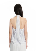 Striped draped halterneck top