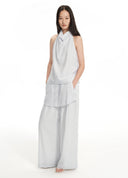 Striped draped halterneck top