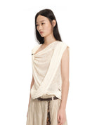 Metal-Hardware Asymmetric Pleated Top