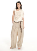Metal-Hardware Asymmetric Pleated Top