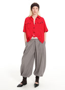 Equestrian red deep scoop-neck utility shirt