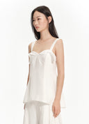 Wide-strap flared bandeau top