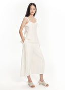 Wide-strap flared bandeau top