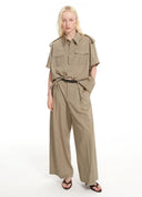 Pearlescent twisted utility cropped shirt