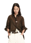Sheer Tulle Long Shirt