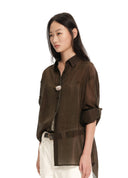 Sheer Tulle Long Shirt