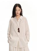 Beaded Pendant Stripe Shirt