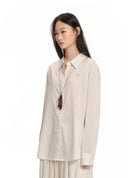 Beaded Pendant Stripe Shirt