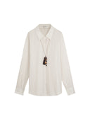 Beaded Pendant Stripe Shirt
