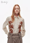 Artist Silver Lotus 3D Embroidered Shirt