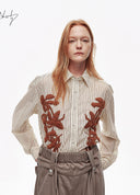 Artist Silver Lotus 3D Embroidered Shirt