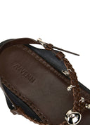 Brown handwoven leather flats