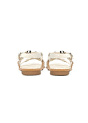 White handwoven leather flats