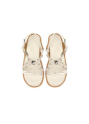 White handwoven leather flats