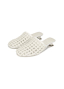 Square-toe woven beaded mule