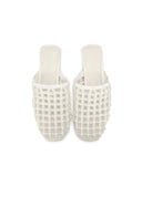 Square-toe woven beaded mule