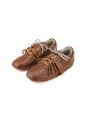 Caramel Distressed Dual-Lacing Sneakers