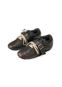 Black Distressed Dual-Lacing Sneakers