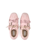 Pink Distressed Dual-Lacing Sneakers