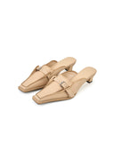 Beige Low-Heel Mules