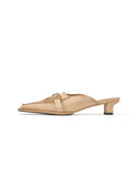 Beige Low-Heel Mules