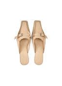Beige Low-Heel Mules