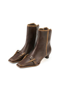 Coffee Brown Low-Heel Mules
