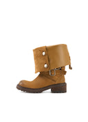 Caramel Fold-Over Ankle Boots
