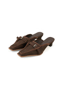 Caramel Black Low-Heel Mules